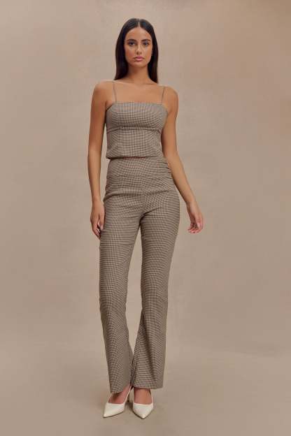 Aberley Crop Top - Tan Check-My Chic Way.All Rights Reserved