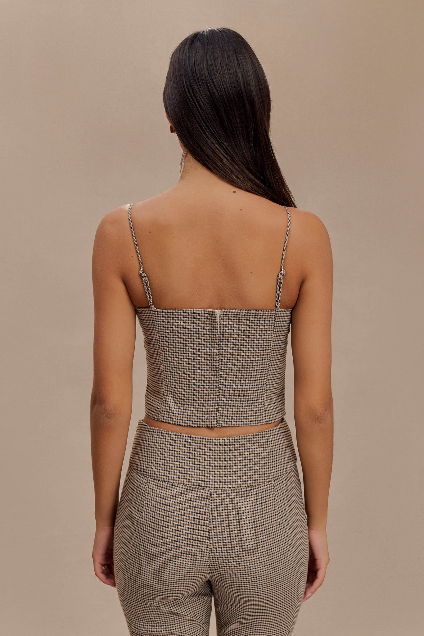 Aberley Crop Top - Tan Check-My Chic Way.All Rights Reserved