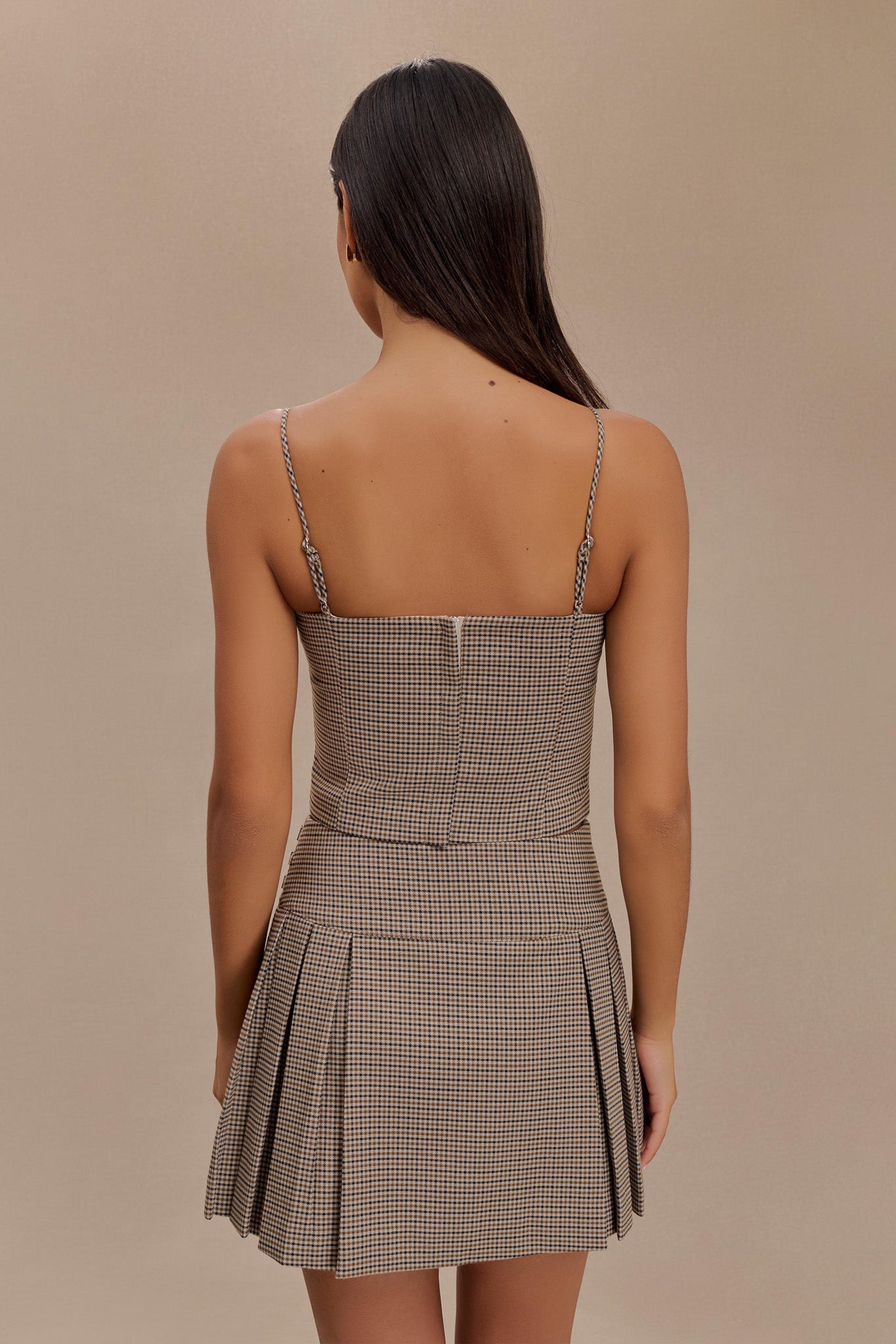 Aberley Crop Top - Tan Check-My Chic Way.All Rights Reserved
