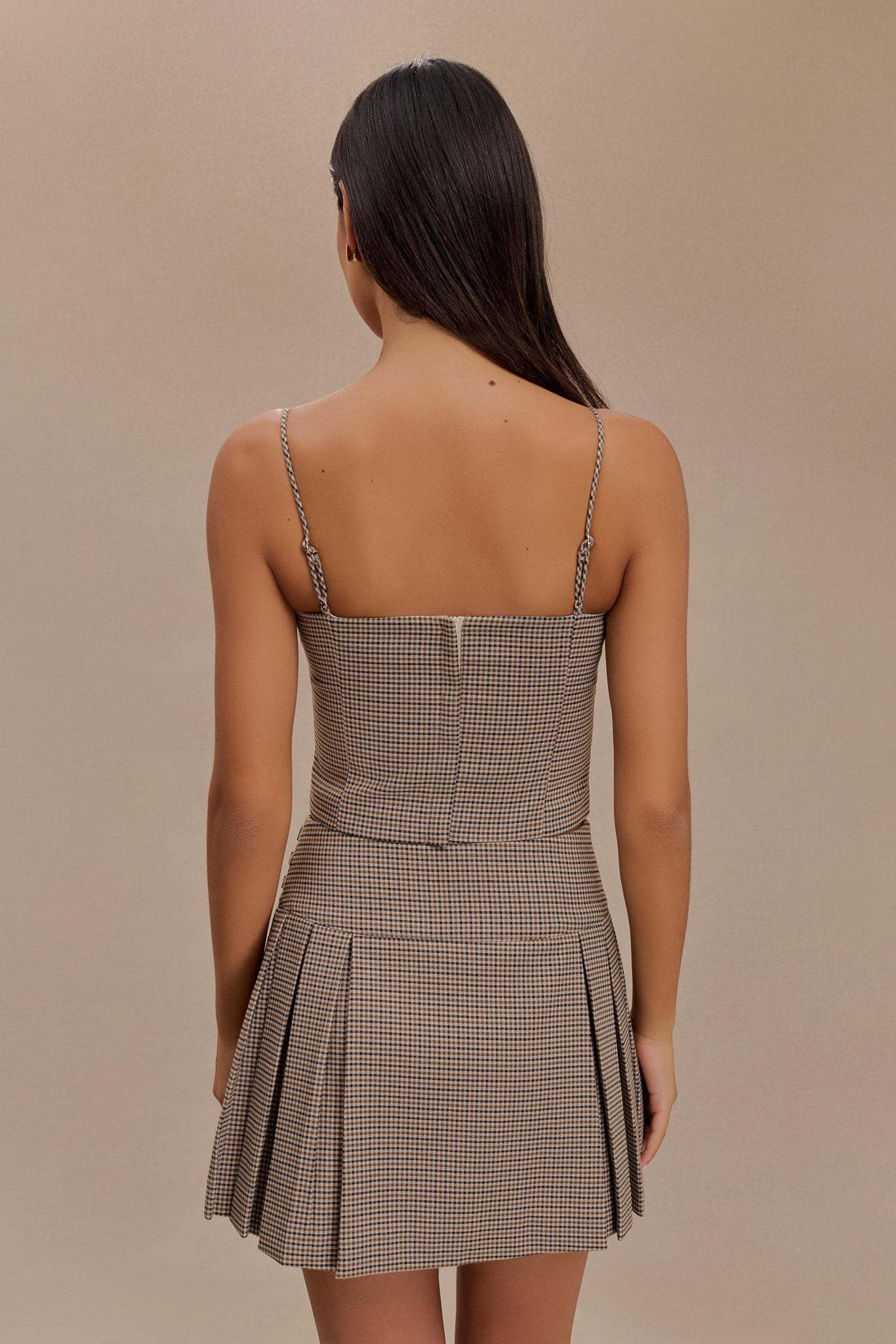 Aberley Crop Top - Tan Check-My Chic Way.All Rights Reserved