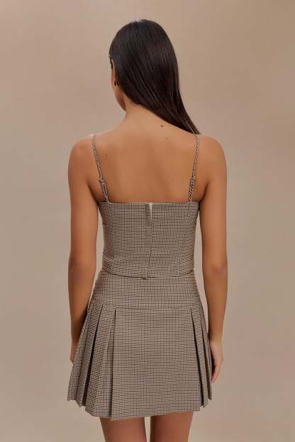 Aberley Crop Top - Tan Check-My Chic Way.All Rights Reserved