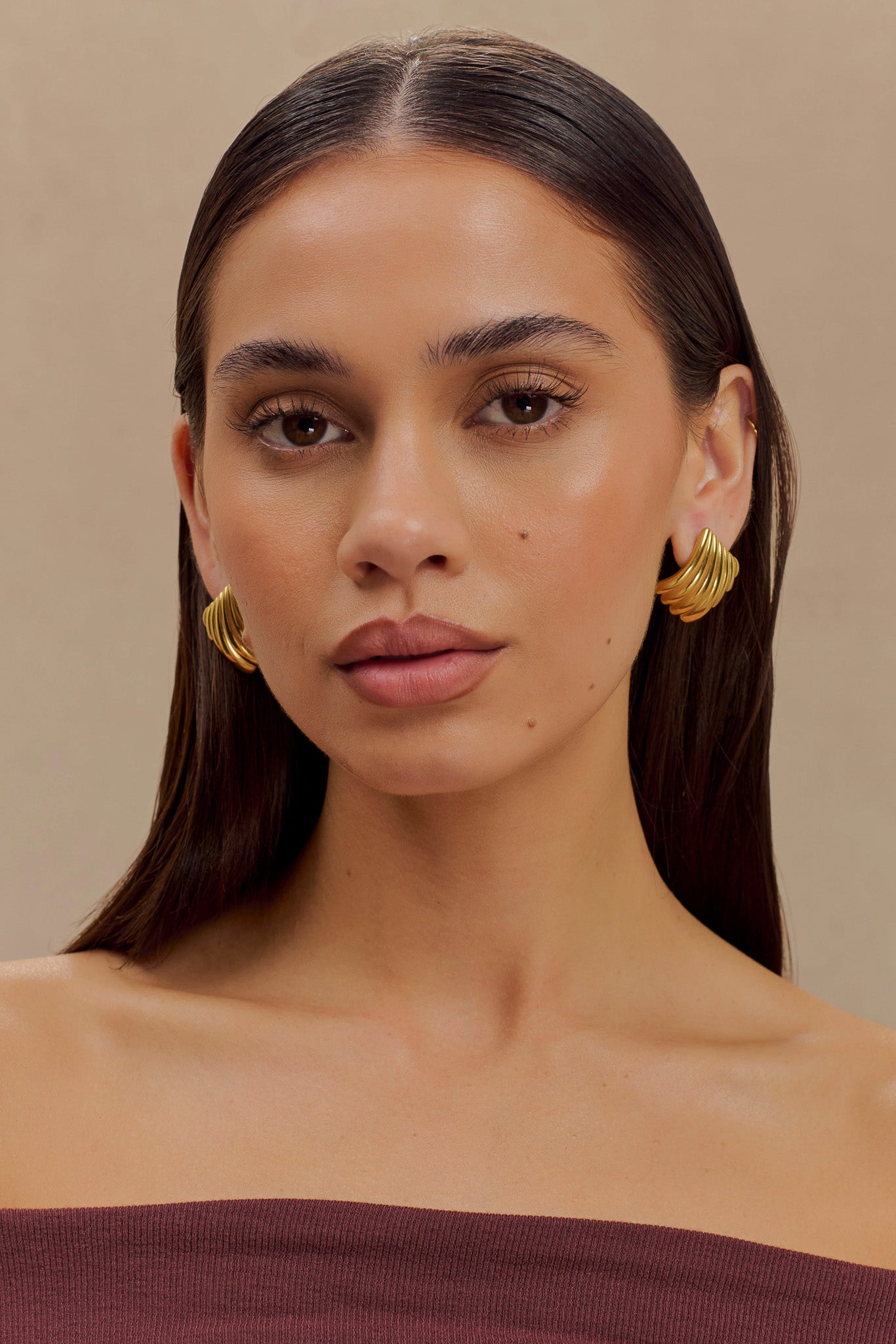 Olympia Textured Square Earrings - Gold-My Chic Way.All Rights Reserved