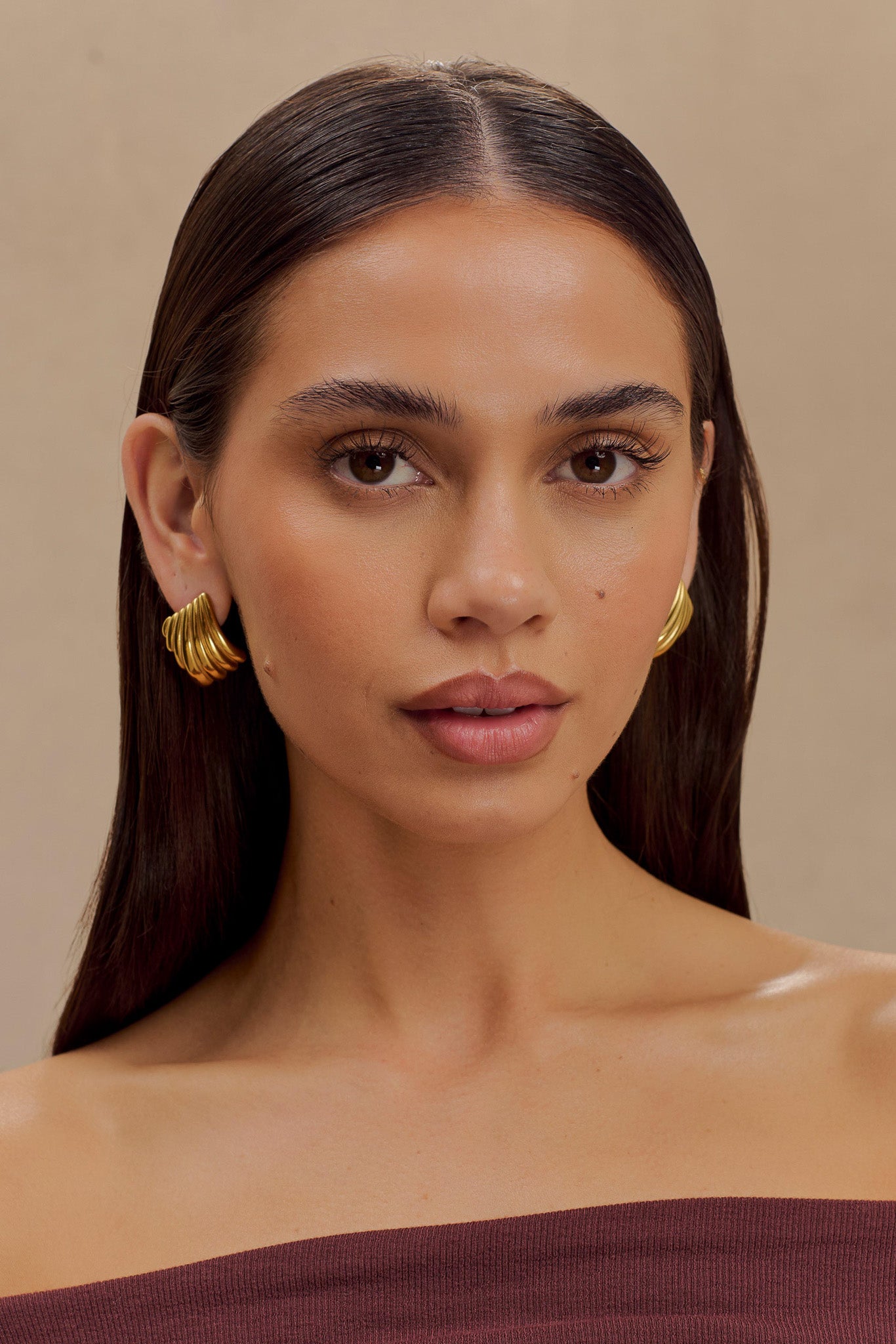Olympia Textured Square Earrings - Gold-My Chic Way.All Rights Reserved