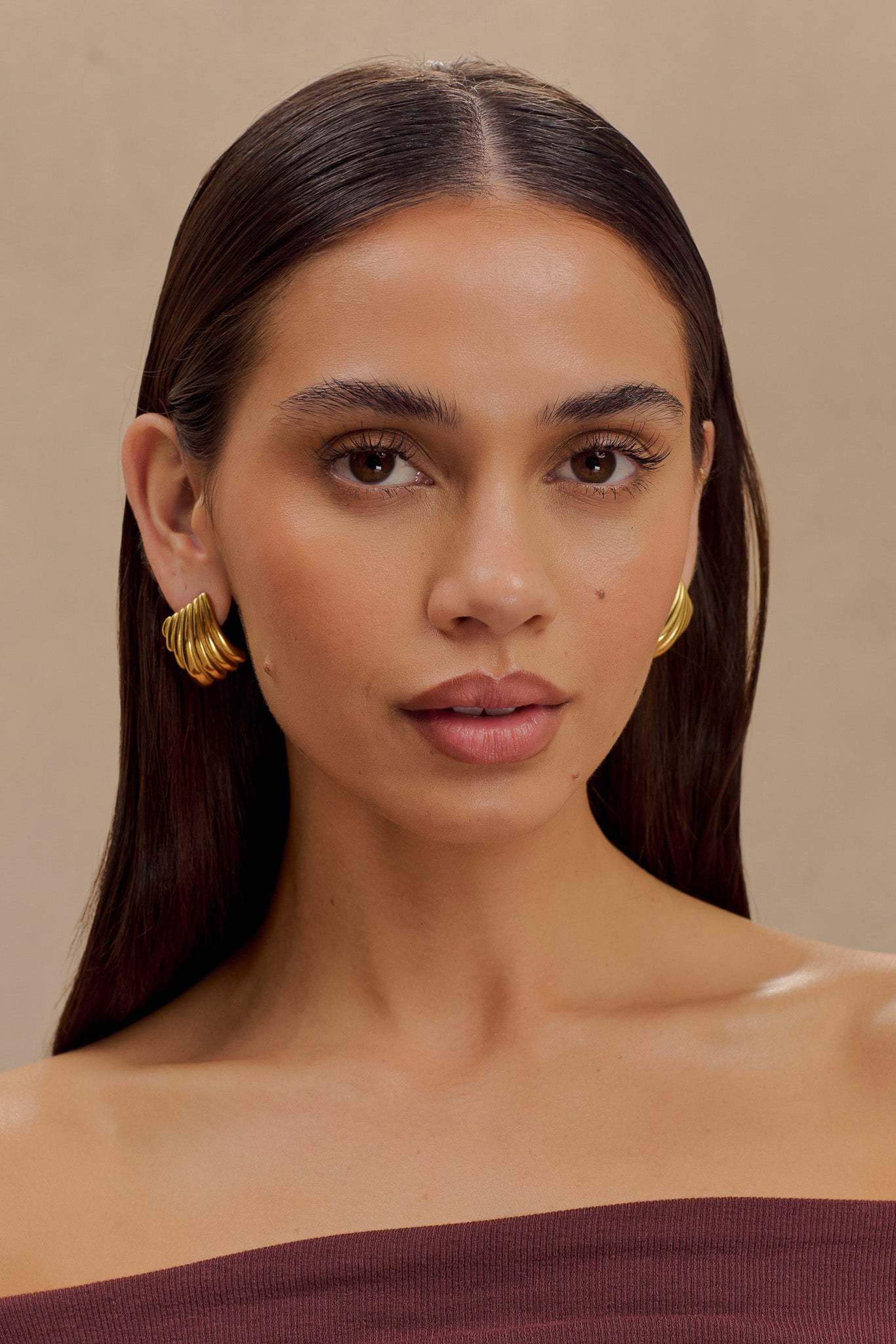 Olympia Textured Square Earrings - Gold-My Chic Way.All Rights Reserved