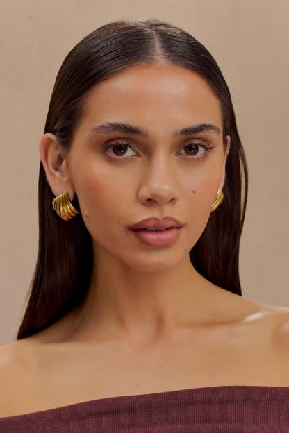 Olympia Textured Square Earrings - Gold-My Chic Way.All Rights Reserved