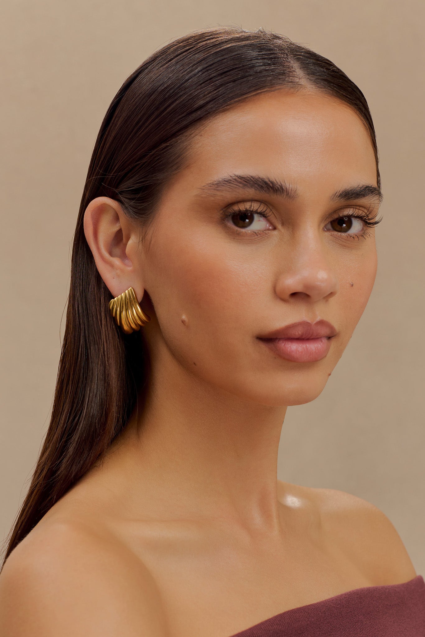 Olympia Textured Square Earrings - Gold-My Chic Way.All Rights Reserved