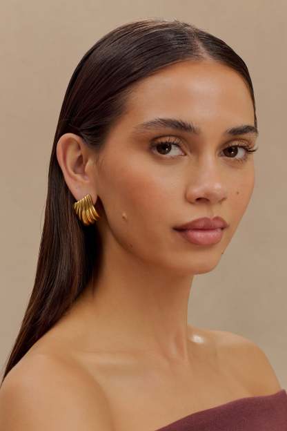Olympia Textured Square Earrings - Gold-My Chic Way.All Rights Reserved