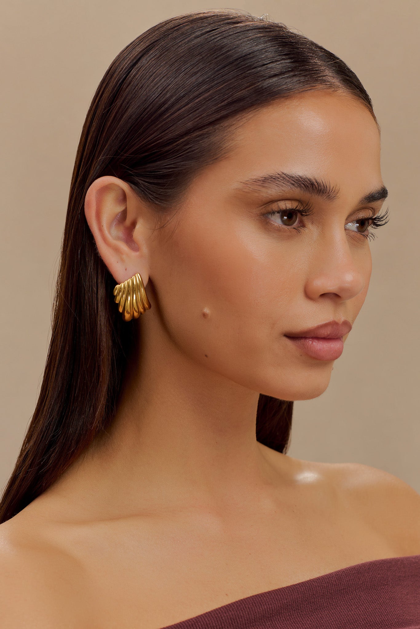 Olympia Textured Square Earrings - Gold-My Chic Way.All Rights Reserved