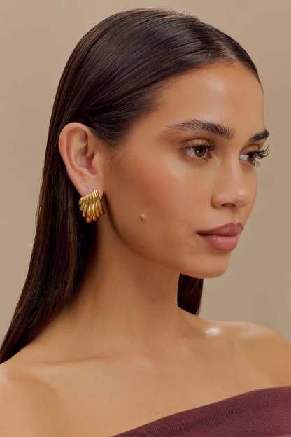 Olympia Textured Square Earrings - Gold-My Chic Way.All Rights Reserved