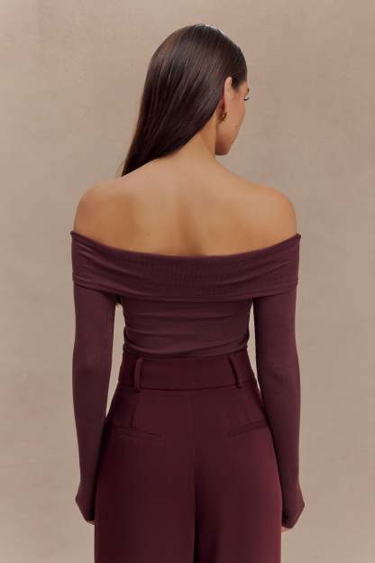 Briah Cut Out Modal Long Sleeve Top - Mahogany-My Chic Way.All Rights Reserved