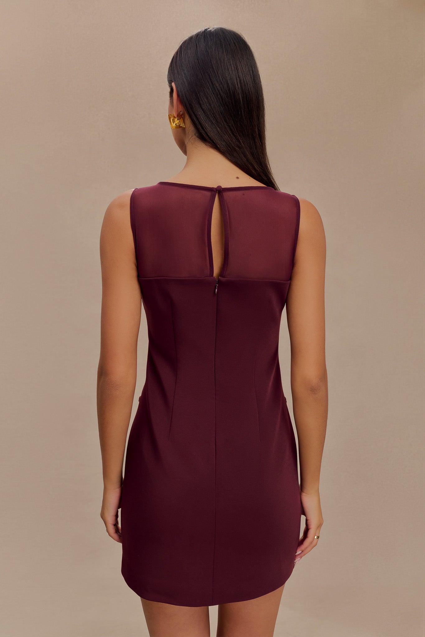 Posie Suiting Belted Mini Dress - Mahogany-My Chic Way.All Rights Reserved
