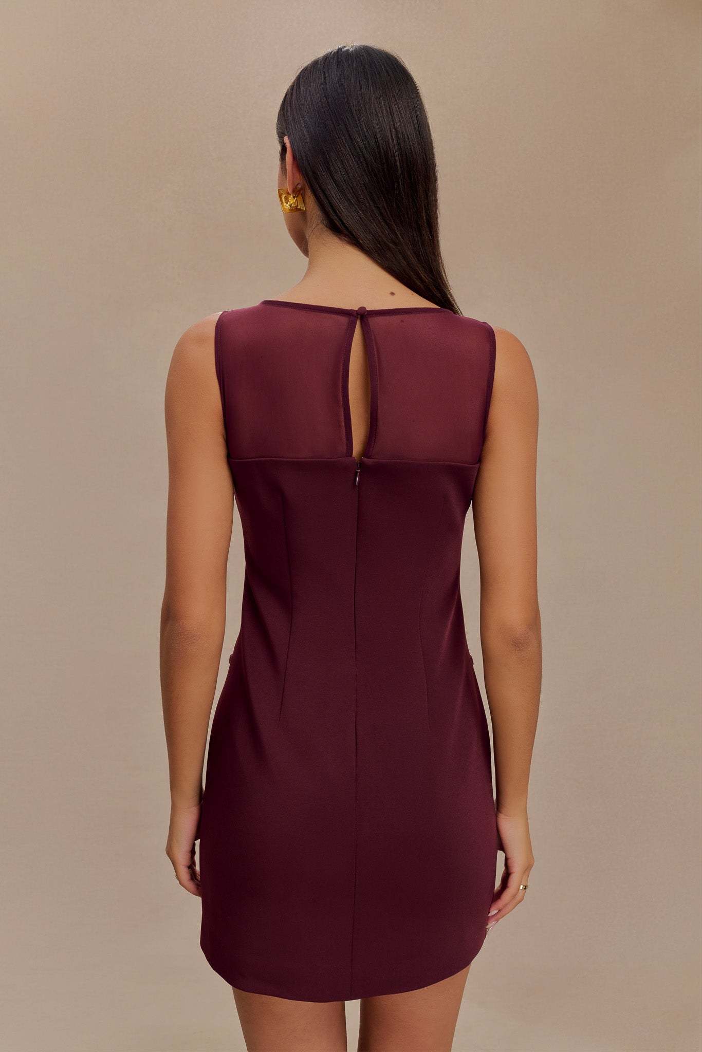 Posie Suiting Belted Mini Dress - Mahogany-My Chic Way.All Rights Reserved