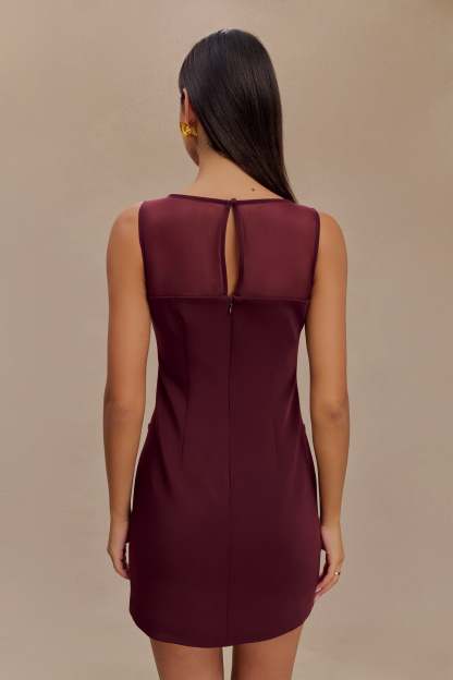 Posie Suiting Belted Mini Dress - Mahogany-My Chic Way.All Rights Reserved