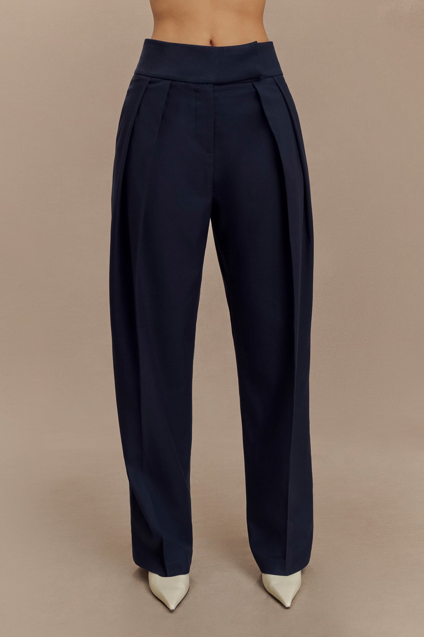 Penelope Pleated High Waisted Pants - Dark Navy-My Chic Way.All Rights Reserved