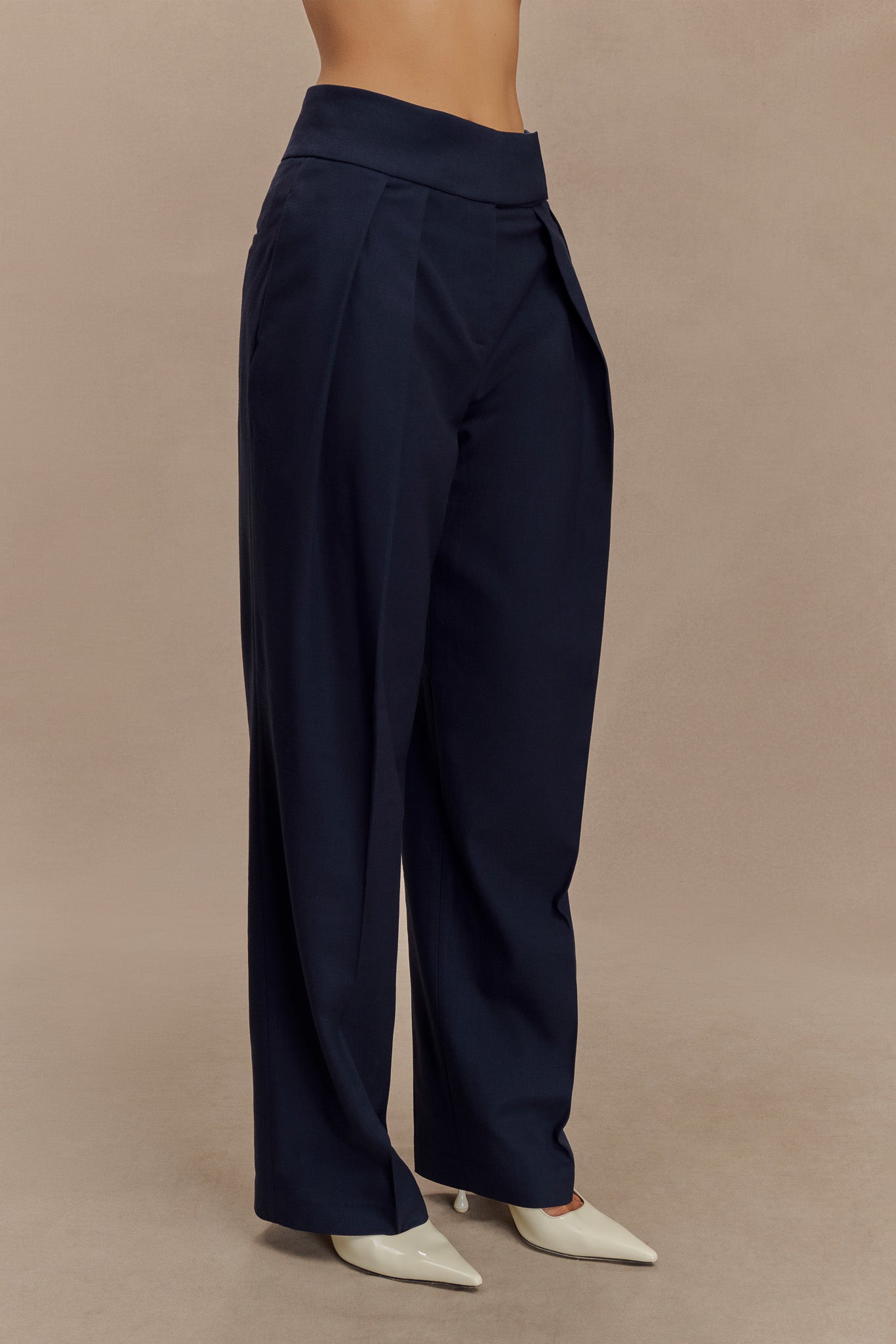 Penelope Pleated High Waisted Pants - Dark Navy-My Chic Way.All Rights Reserved