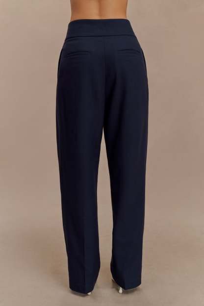 Penelope Pleated High Waisted Pants - Dark Navy-My Chic Way.All Rights Reserved