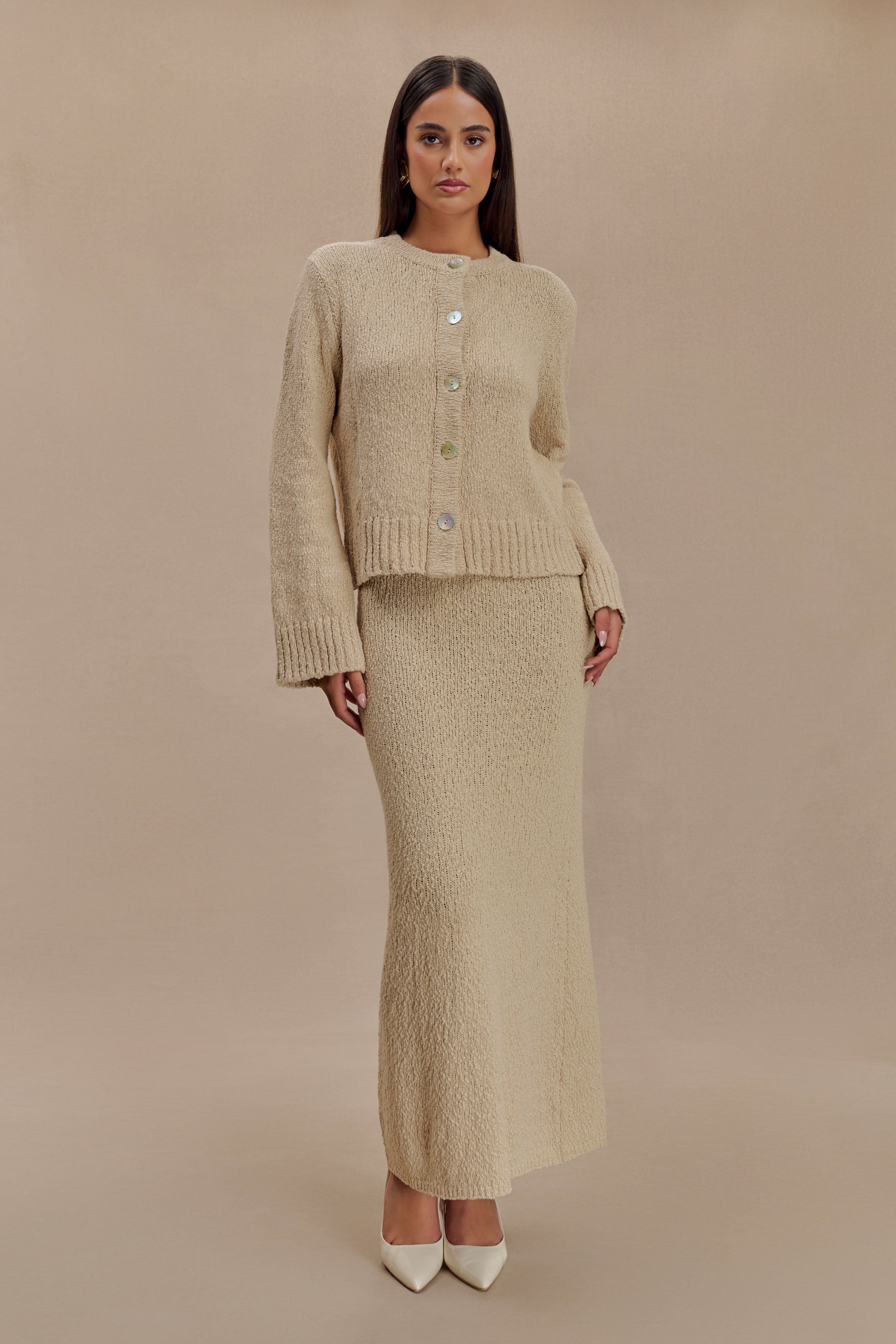 Moira Oversized Boucle Cardigan - Wheat-My Chic Way.All Rights Reserved