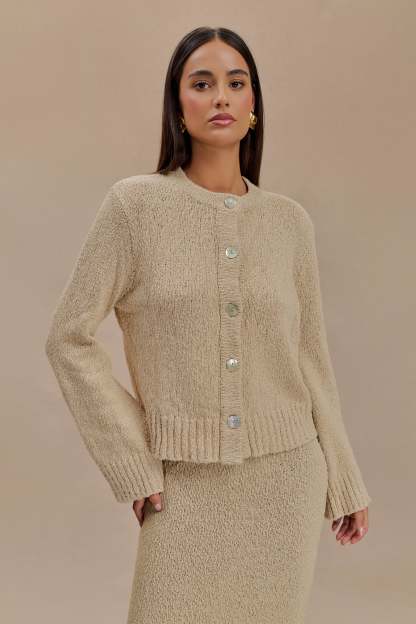 Moira Oversized Boucle Cardigan - Wheat-My Chic Way.All Rights Reserved