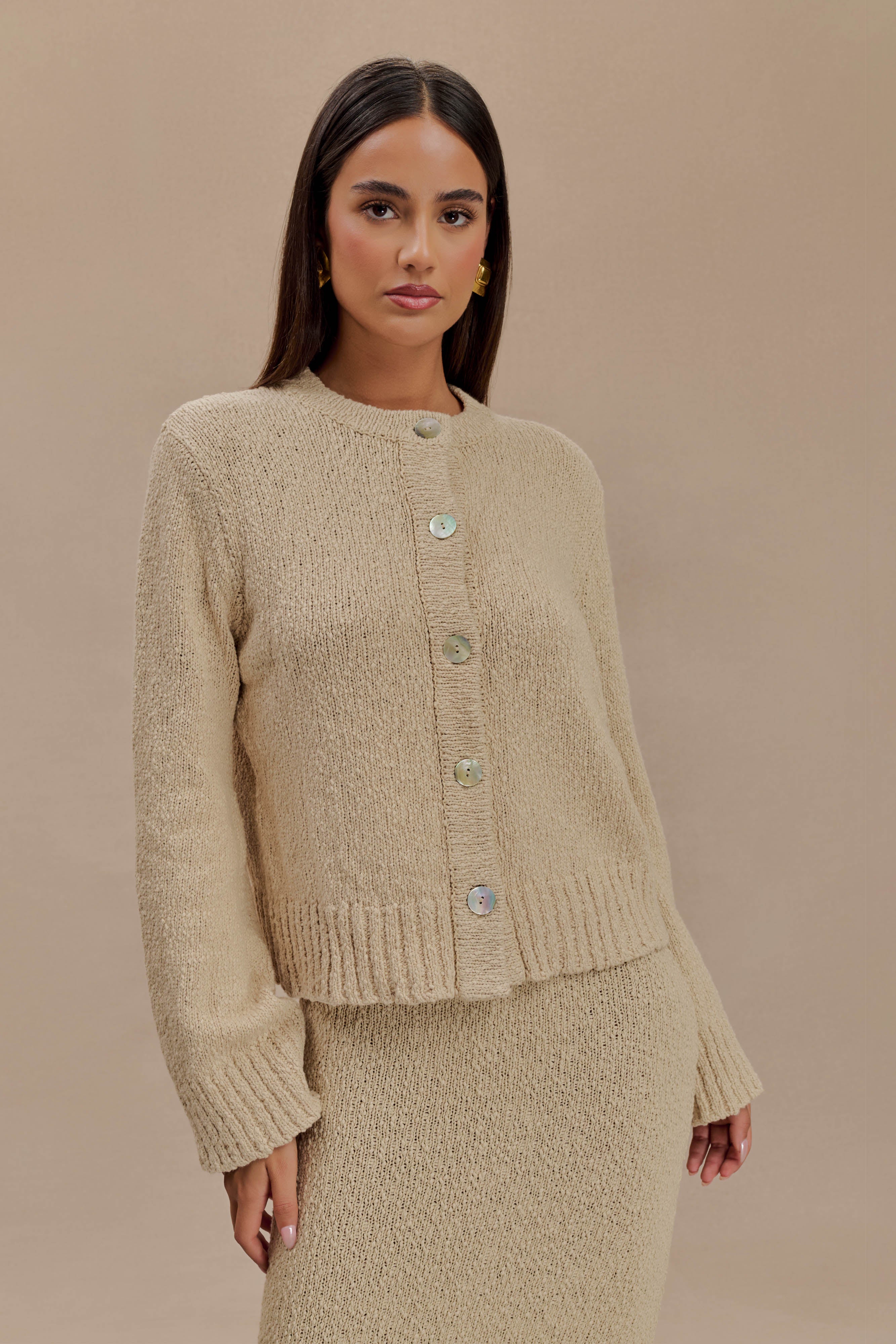Moira Oversized Boucle Cardigan - Wheat-My Chic Way.All Rights Reserved