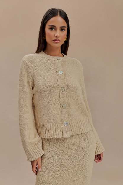 Moira Oversized Boucle Cardigan - Wheat-My Chic Way.All Rights Reserved