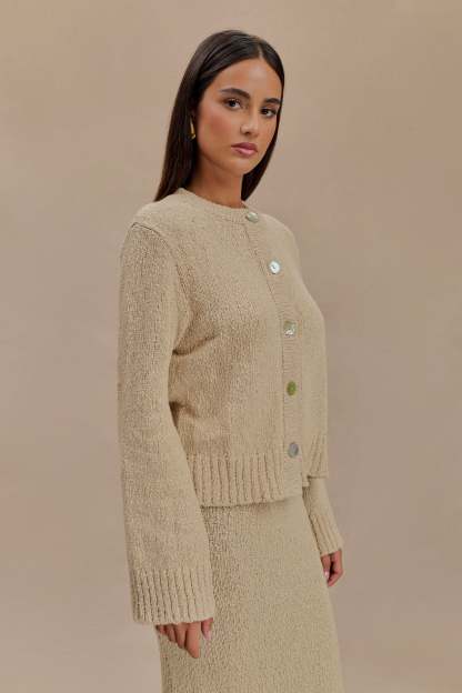 Moira Oversized Boucle Cardigan - Wheat-My Chic Way.All Rights Reserved