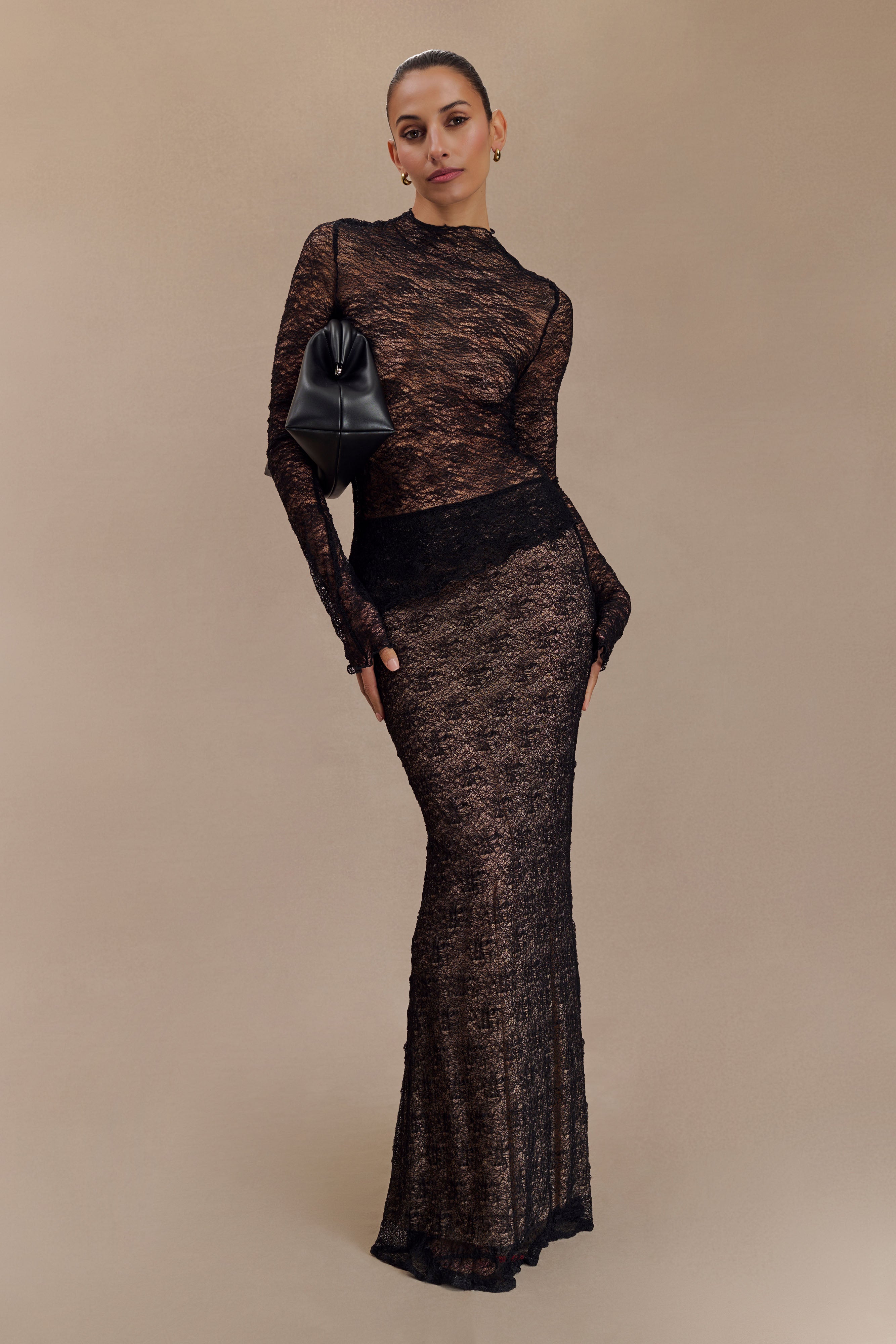 Robyn Sheer Lace Maxi Skirt - Black-My Chic Way.All Rights Reserved