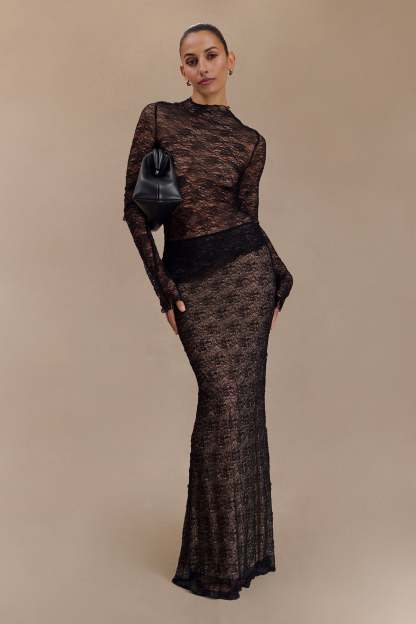 Robyn Sheer Lace Maxi Skirt - Black-My Chic Way.All Rights Reserved