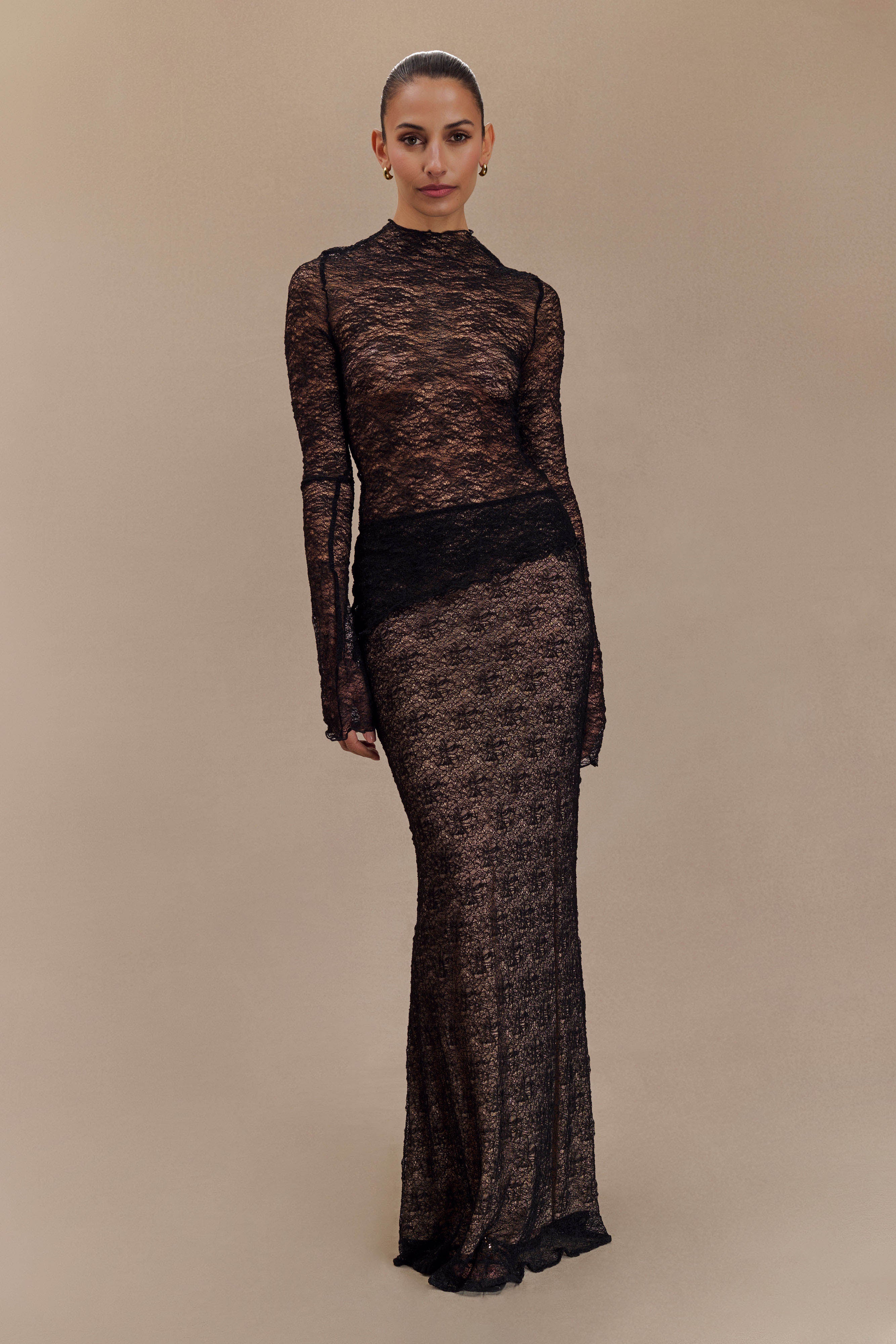 Robyn Sheer Lace Maxi Skirt - Black-My Chic Way.All Rights Reserved