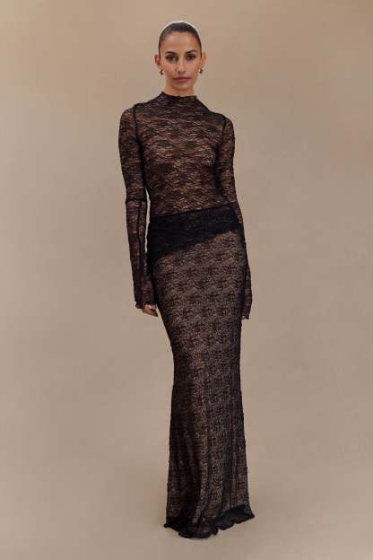Robyn Sheer Lace Maxi Skirt - Black-My Chic Way.All Rights Reserved