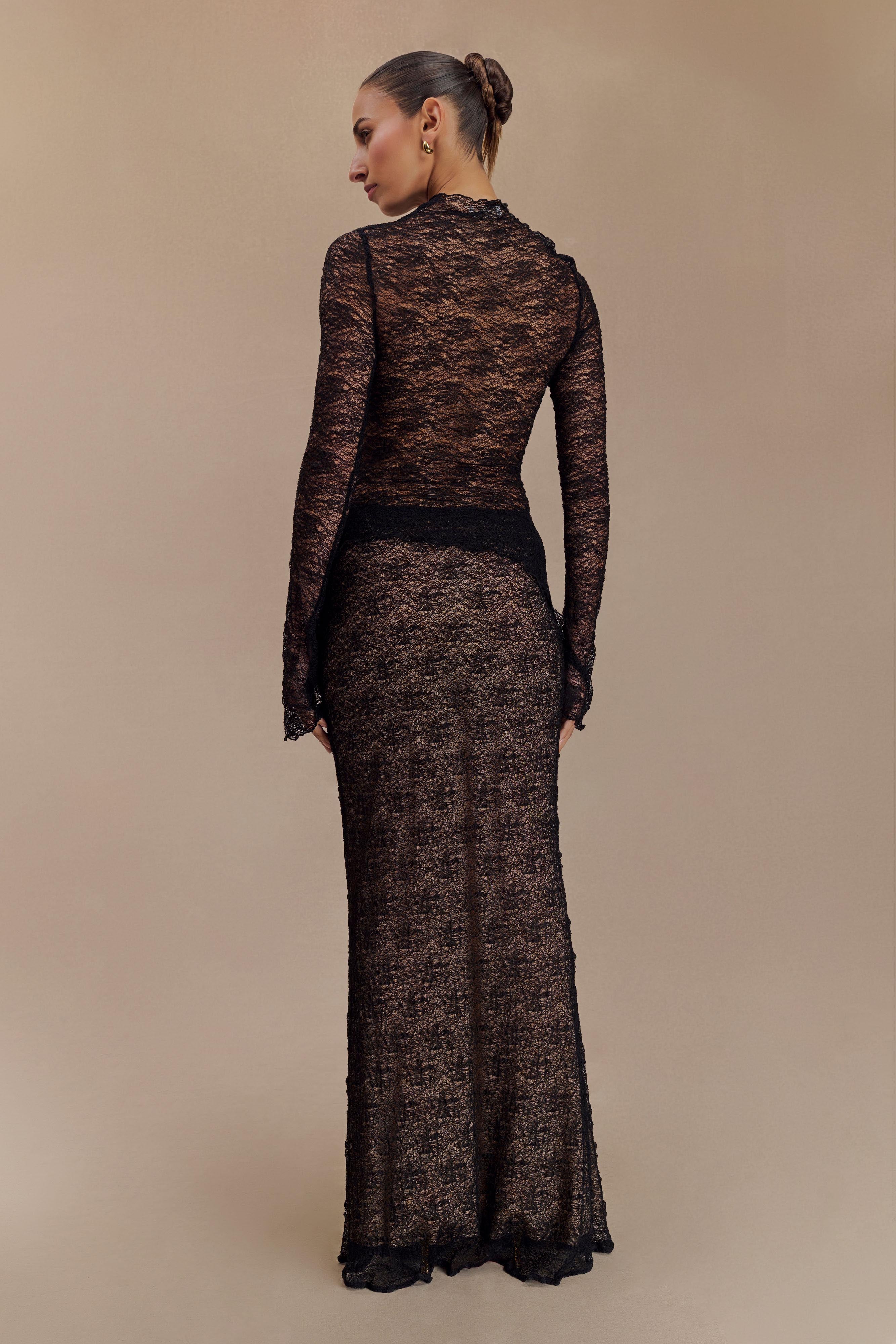 Robyn Sheer Lace Maxi Skirt - Black-My Chic Way.All Rights Reserved
