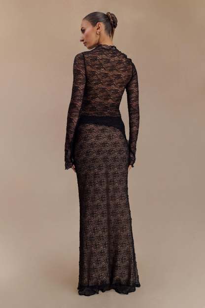 Robyn Sheer Lace Maxi Skirt - Black-My Chic Way.All Rights Reserved