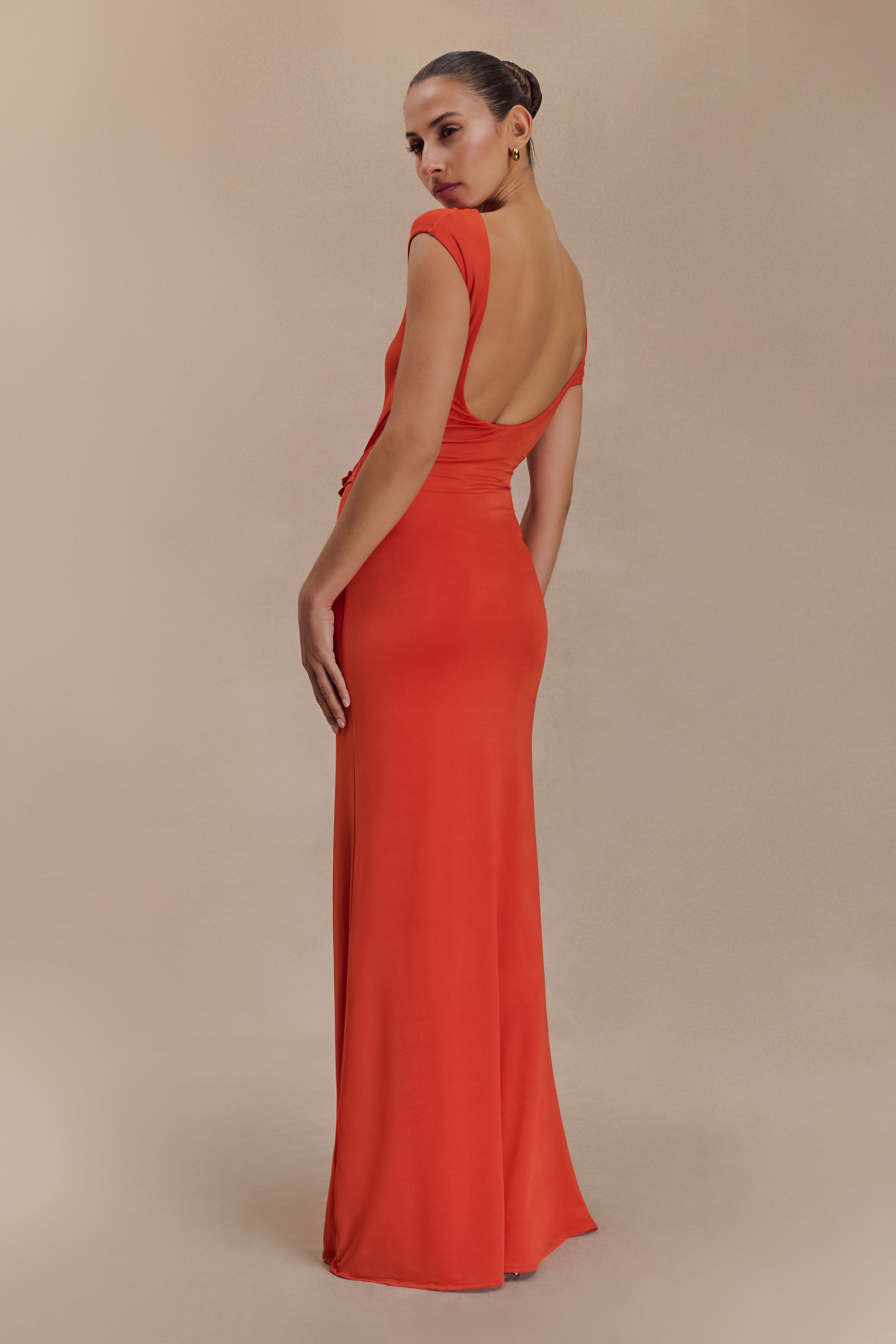 Kaida Slinky Maxi Dress With Hardware - Burnt Orange-My Chic Way.All Rights Reserved