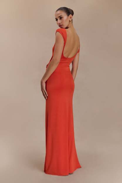 Kaida Slinky Maxi Dress With Hardware - Burnt Orange-My Chic Way.All Rights Reserved