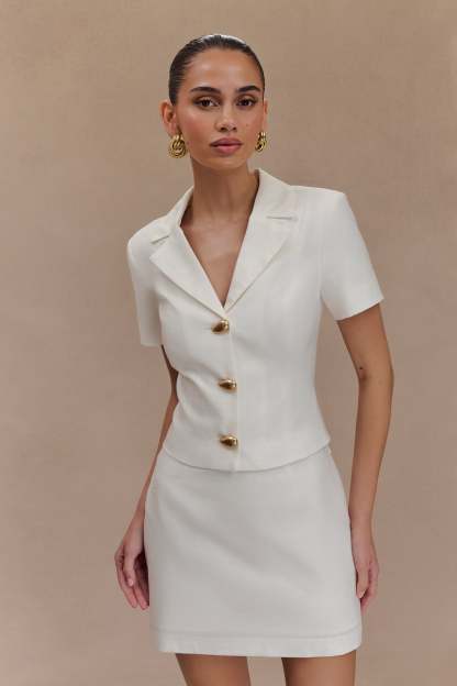 Ciara Linen Jacket - White-My Chic Way.All Rights Reserved