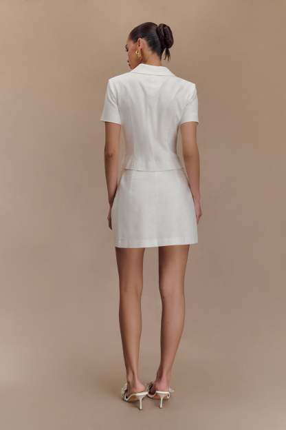Ciara Linen Mini Skort - White-My Chic Way.All Rights Reserved