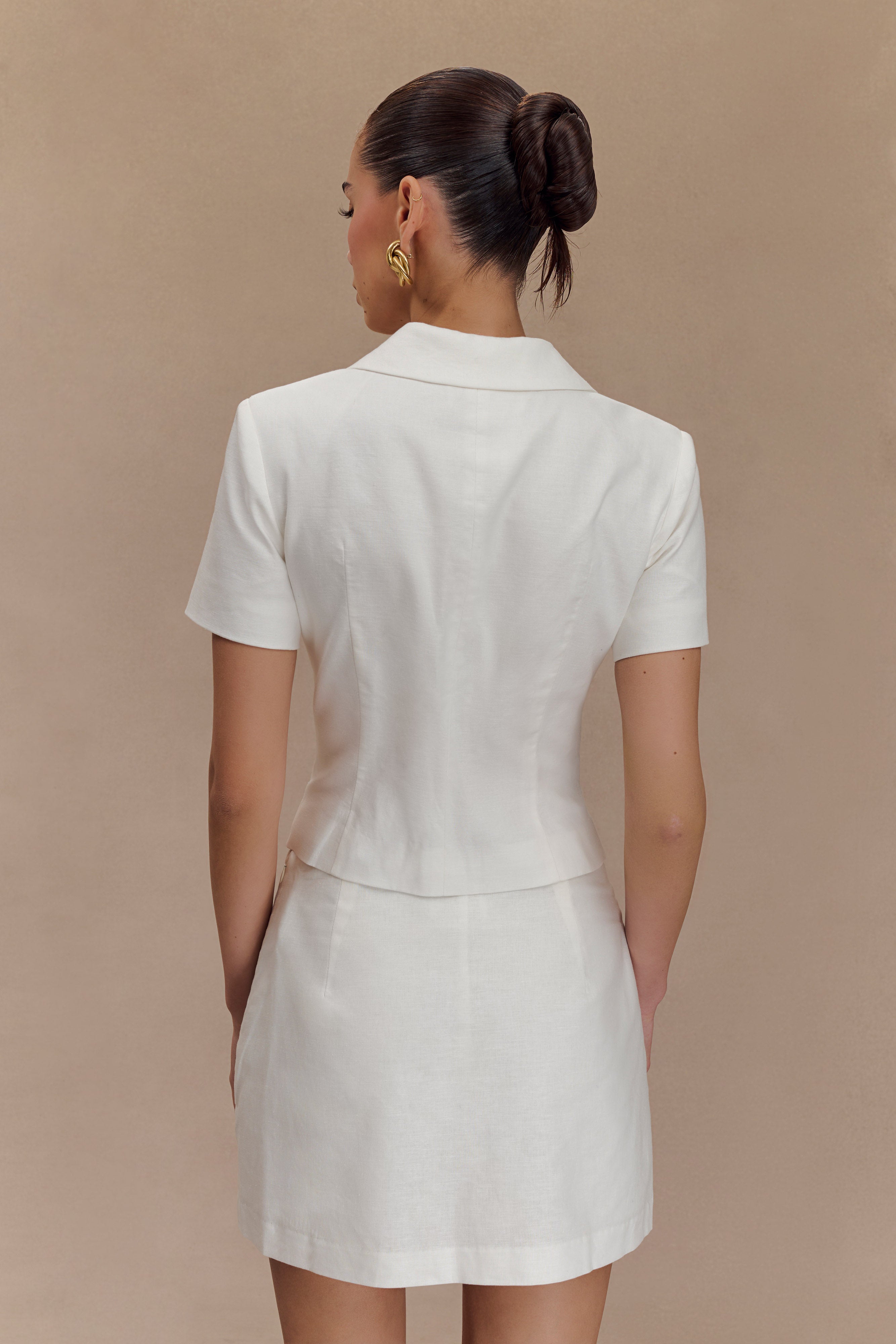 Ciara Linen Jacket - White-My Chic Way.All Rights Reserved
