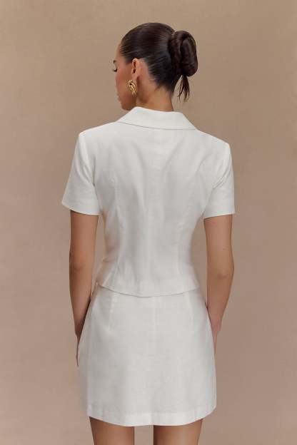 Ciara Linen Jacket - White-My Chic Way.All Rights Reserved