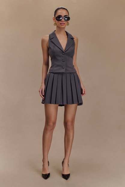 Mura Suiting Vest - Charcoal-My Chic Way.All Rights Reserved