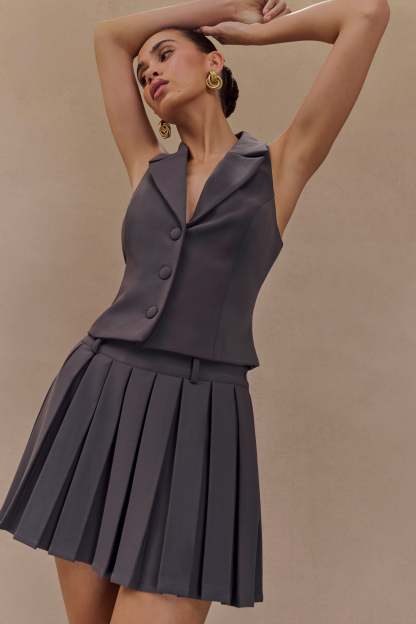 Mura Suiting Vest - Charcoal-My Chic Way.All Rights Reserved