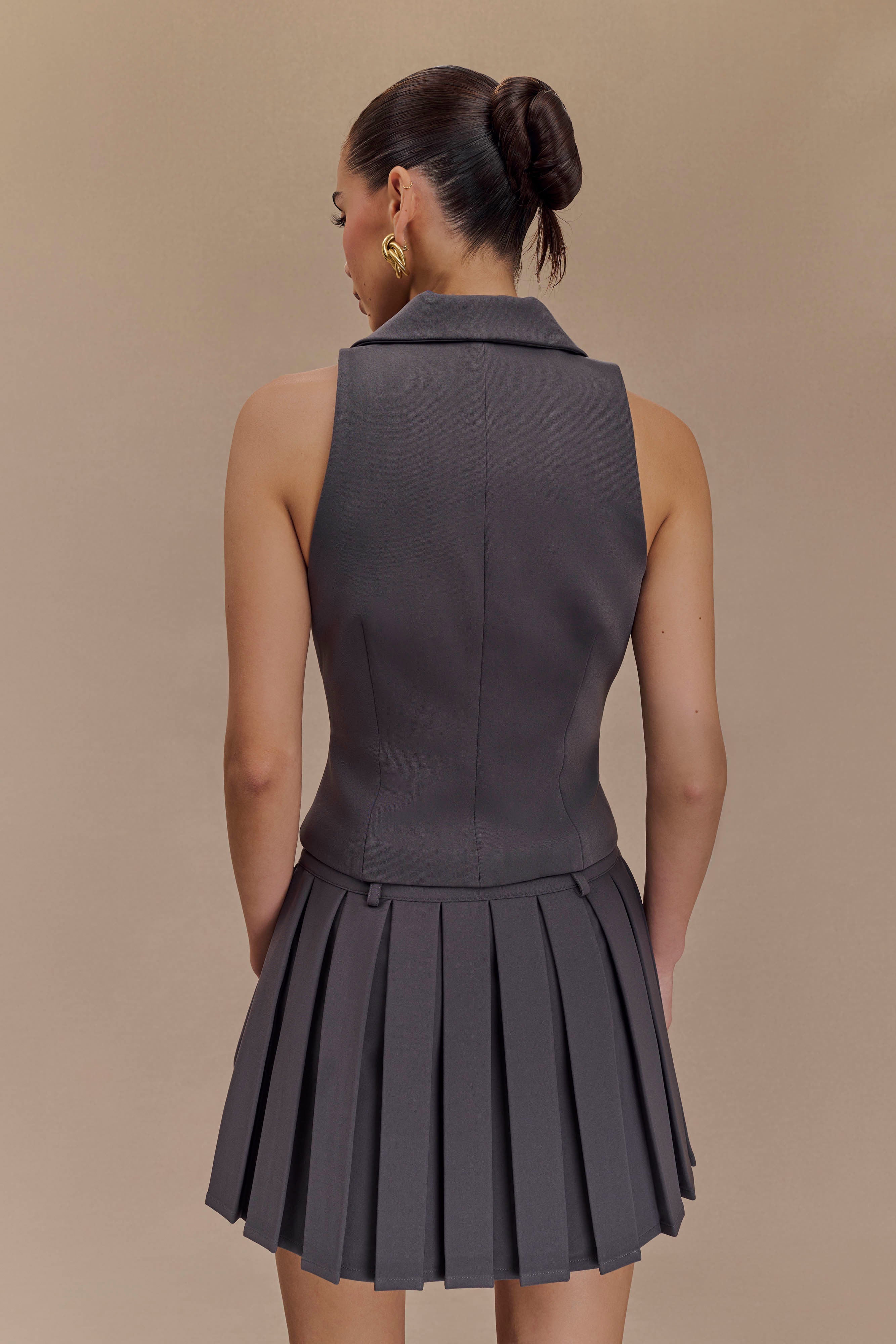 Mura Suiting Vest - Charcoal-My Chic Way.All Rights Reserved