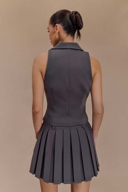 Mura Suiting Vest - Charcoal-My Chic Way.All Rights Reserved