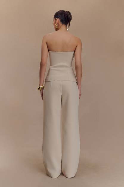 Lindie Straight Leg Suiting Pants - Sand-My Chic Way.All Rights Reserved