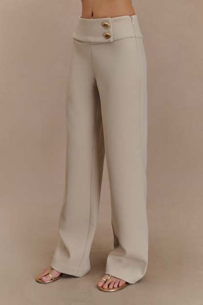 Lindie Straight Leg Suiting Pants - Sand-My Chic Way.All Rights Reserved