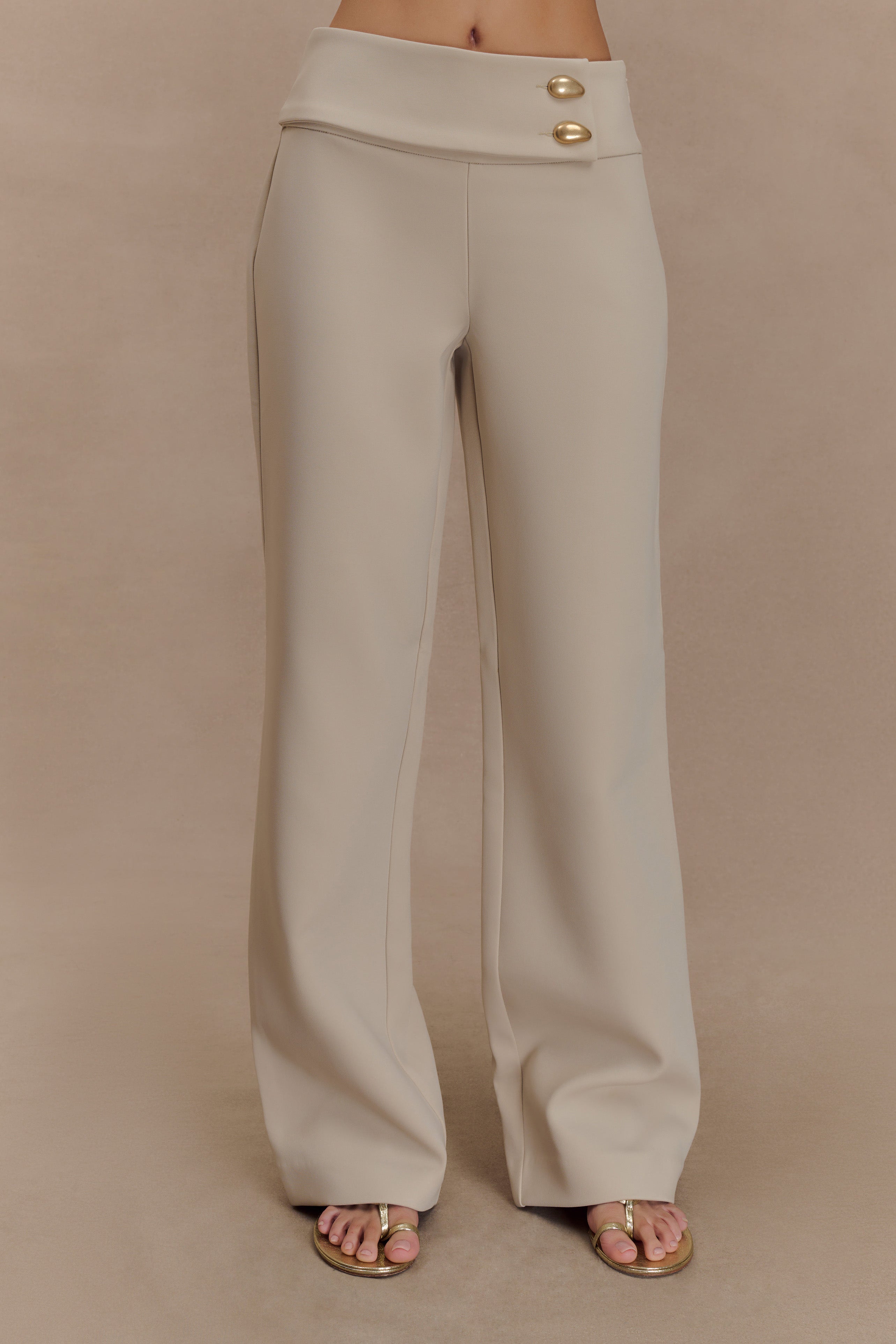 Lindie Straight Leg Suiting Pants - Sand-My Chic Way.All Rights Reserved