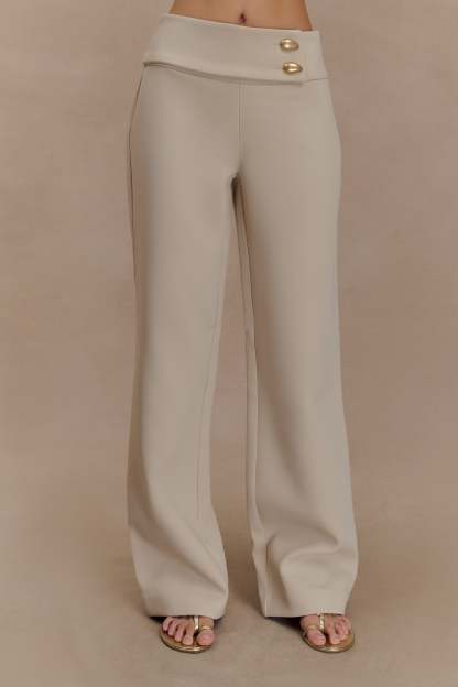 Lindie Straight Leg Suiting Pants - Sand-My Chic Way.All Rights Reserved