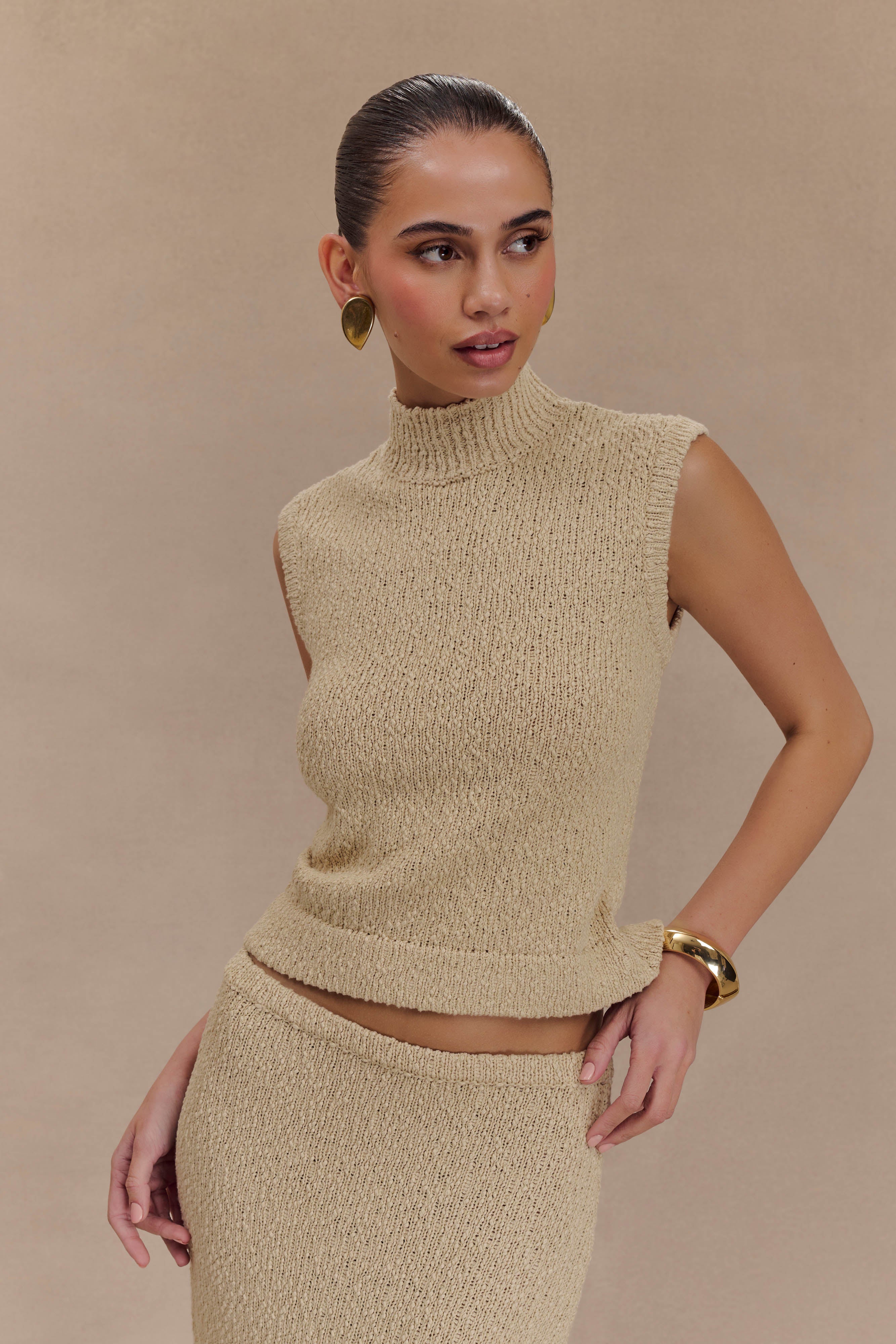 Azalea Sleeveless Knit Top - Wheat-My Chic Way.All Rights Reserved