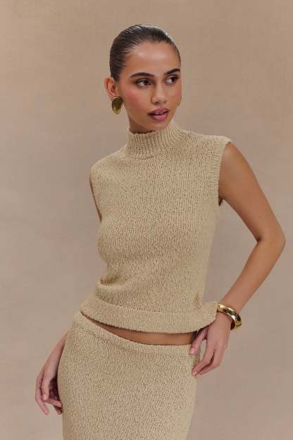 Azalea Sleeveless Knit Top - Wheat-My Chic Way.All Rights Reserved