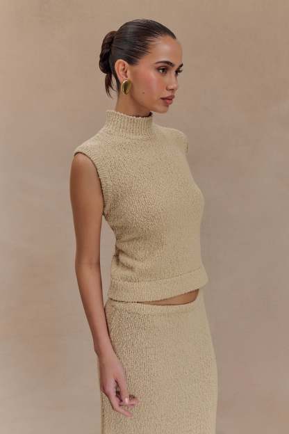 Azalea Sleeveless Knit Top - Wheat-My Chic Way.All Rights Reserved