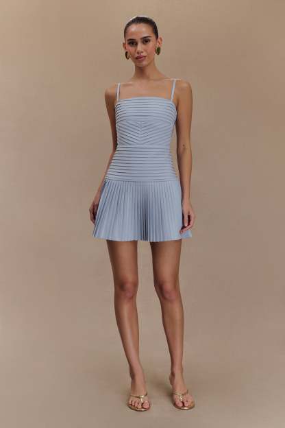 Rylee Multi Pleat Mini Dress - Ice Blue-My Chic Way.All Rights Reserved