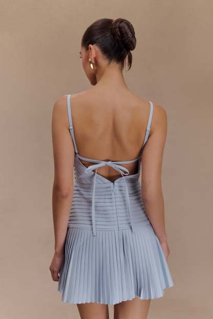 Rylee Multi Pleat Mini Dress - Ice Blue-My Chic Way.All Rights Reserved